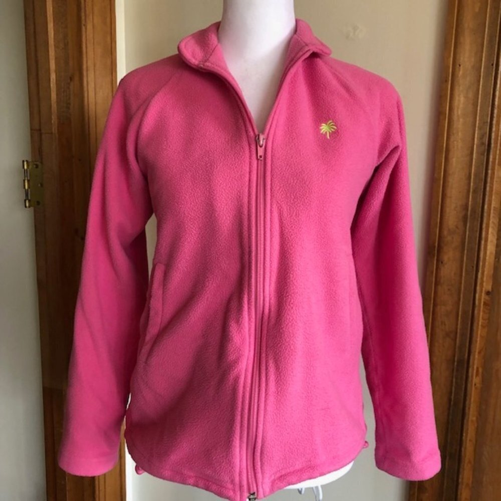 LILLY PULITZER Pink Zip Front Long Sleeve Fleece Jacket XS Vintage